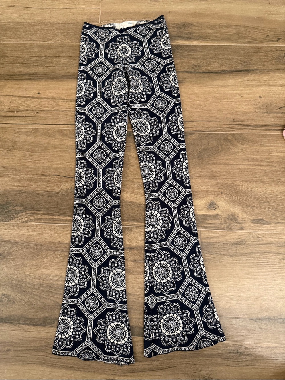 Odd Molly Navy Printed Knit Flare Pants